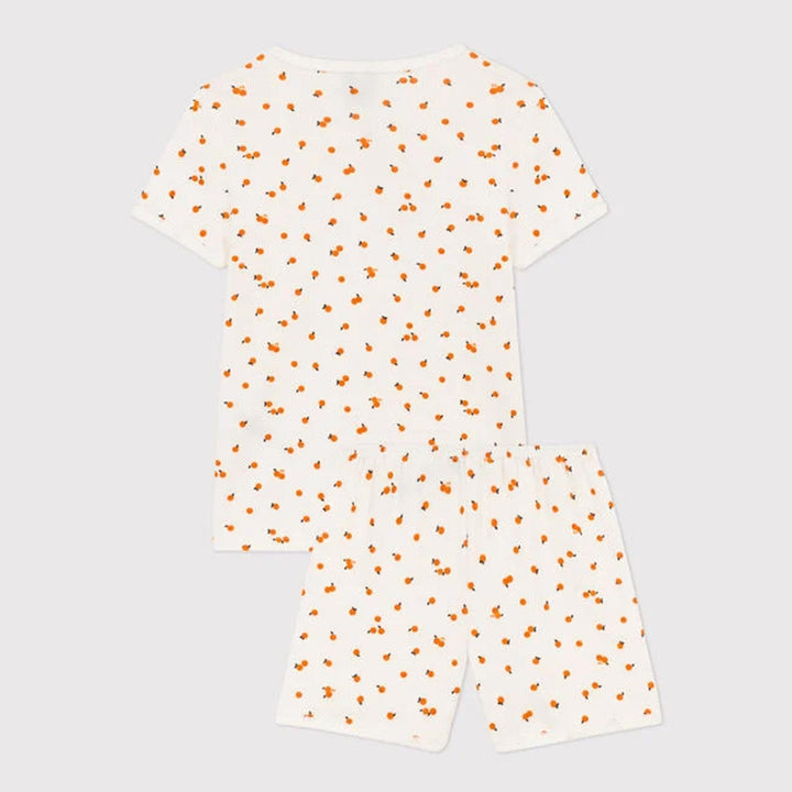 Pigiama corto bambina in cotone motivo orangettes A06UG 01 PETIT BATEAU 