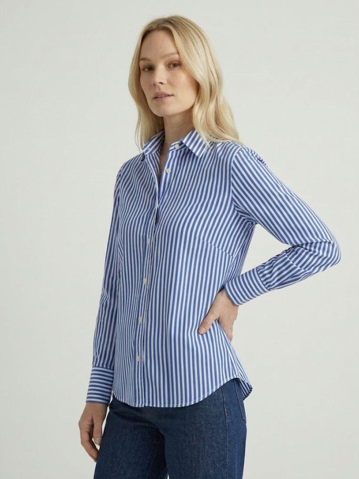 Camicia in cotone a righe blu e bianche 26623/3 AZZURRA ANDREA MORANDO 