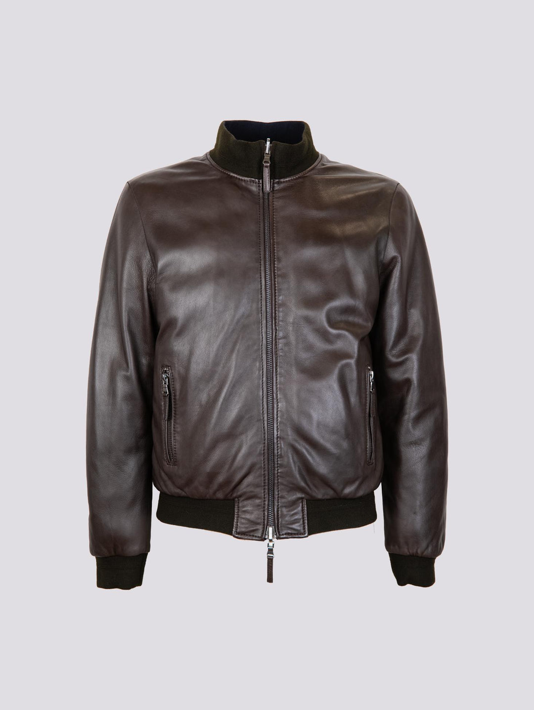 GIUBBOTTO IMBOTTITO IN PELLE NAPPA MARRONE DEREK SEAMLESS DEREK SEAMLESS 06 JACK LEATHER 