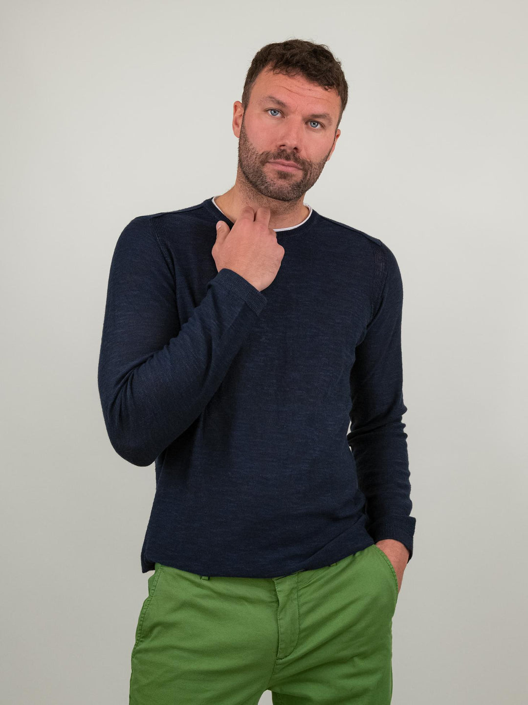 MAGLIA A MANICA LUNGA IN COTONE BLU 0578 23 FIESOLI DANIELE 