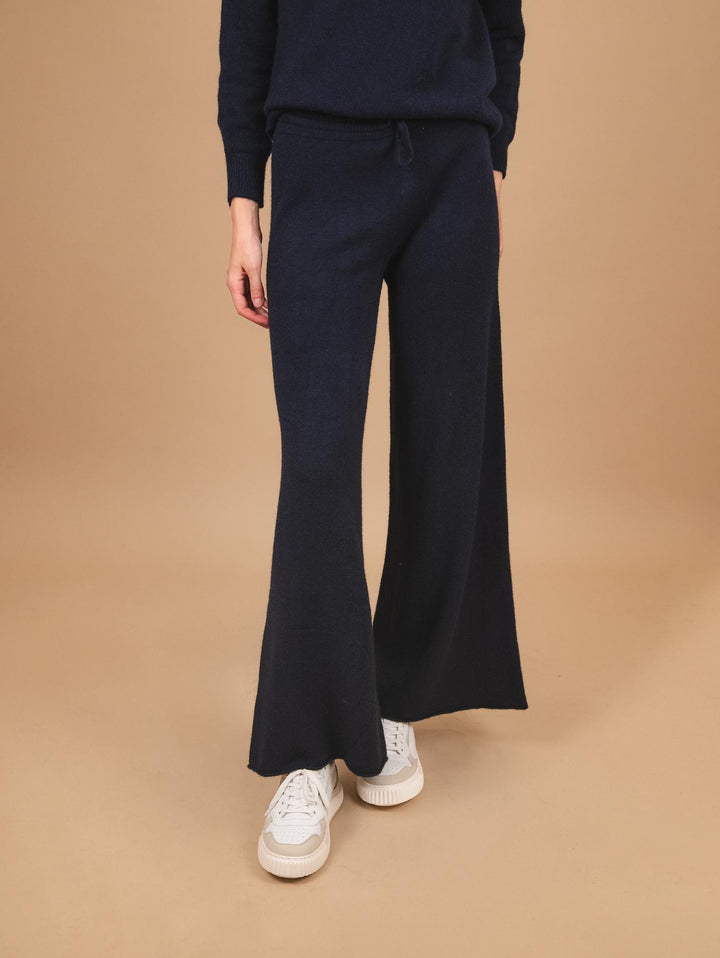 PANTALONE A PALAZZO IN MAGLIA BLU 0370/176 0115 BIMOR 