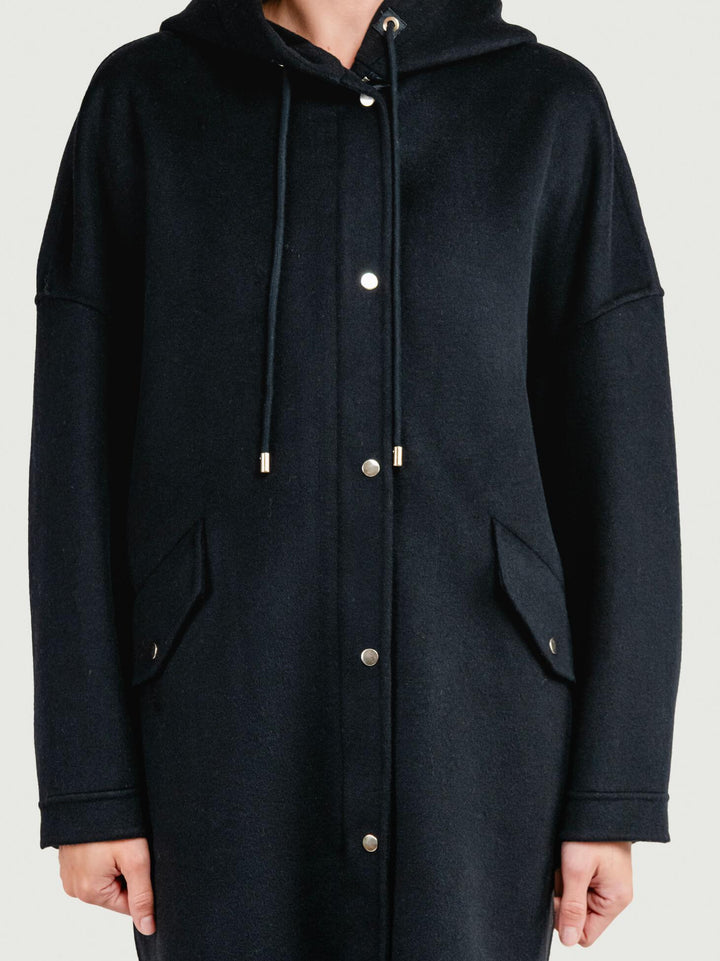 CAPPOTTO PARKA MICHELLE IN LANA NERO MICHELLE BLACK ANDREA MORANDO 