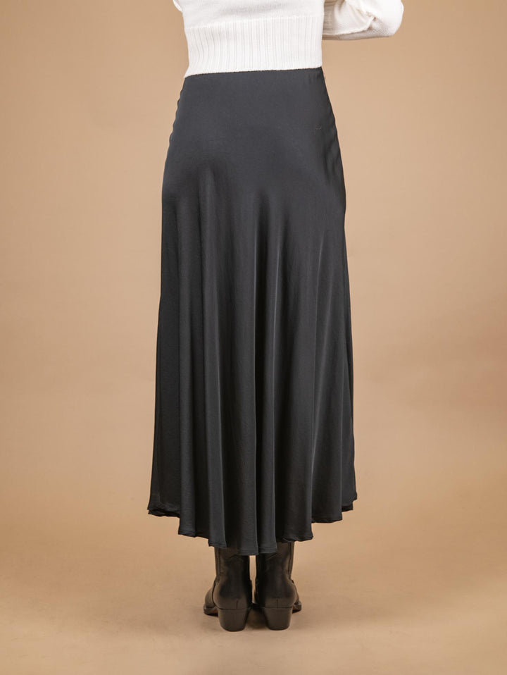 GONNA MIDI IN RASO NERO 80521 NERO ANDREA MORANDO 