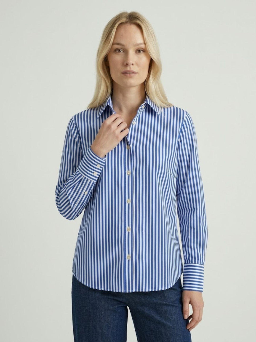 Camicia in cotone a righe blu e bianche 26623/3 AZZURRA ANDREA MORANDO 