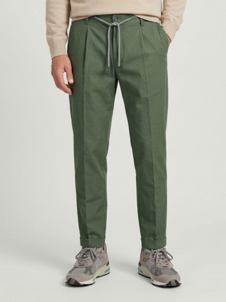 Pantalone con coulisse in cotone verde CO0073M 4000 ANDREA MORANDO 