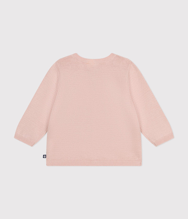 CARDIGAN ROSA BEBÈ IN TRICOT DI COTONE TRAFORATO A0A9N 02 PETIT BATEAU 