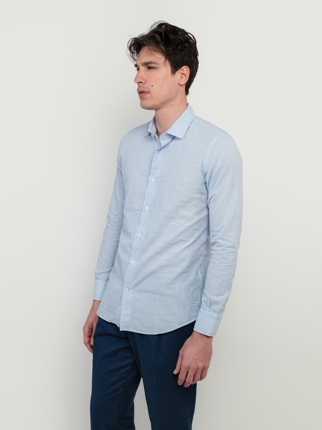 ANDREA MORANDO SEERSUCKER/SLIMRIGA AZZURRA