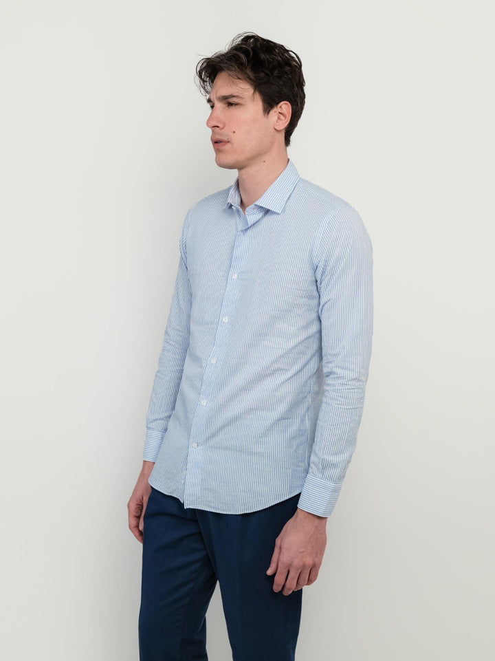ANDREA MORANDO SEERSUCKER/SLIMRIGA AZZURRA