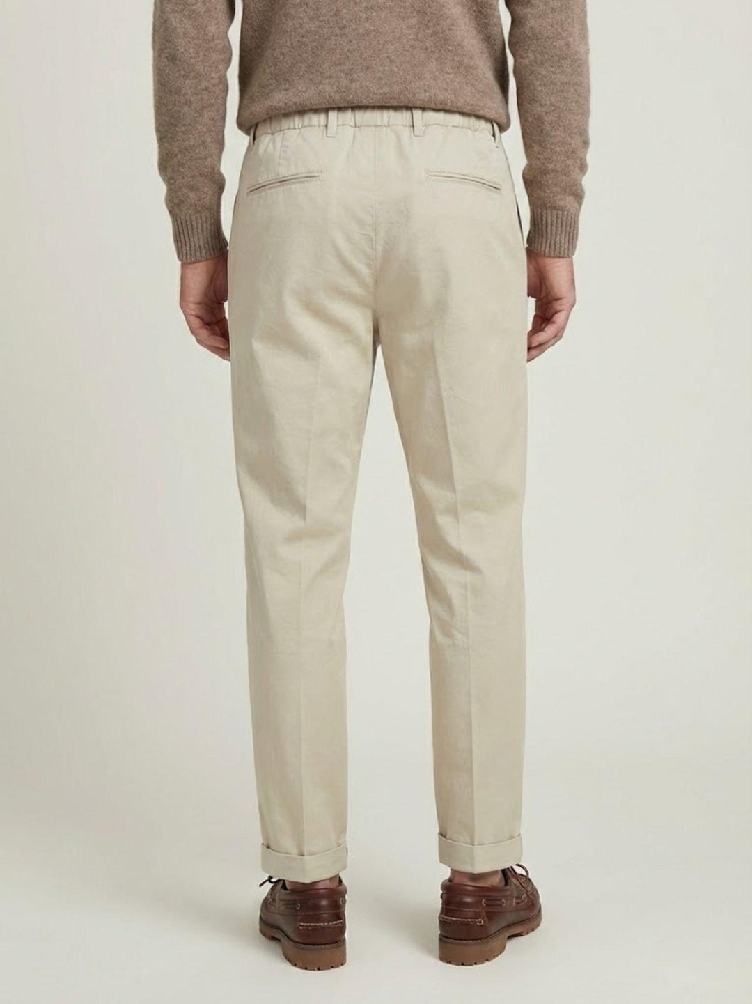 Pantalone con pinces in cotone beige 7676GB BEIGE ANDREA MORANDO 
