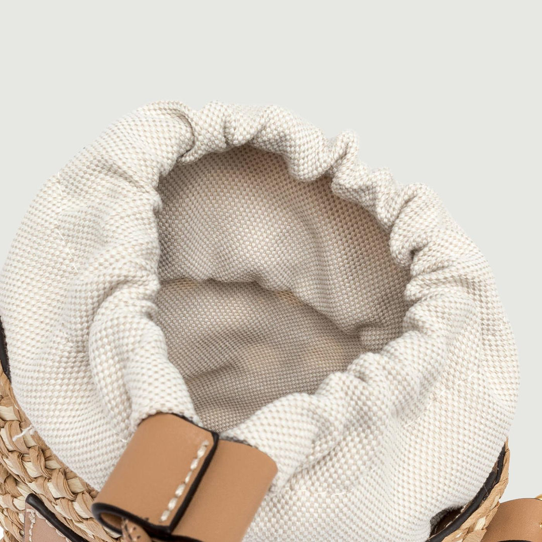 SECCHIELLO SAONA SMALL IN PAGLIA CON DETTAGLI IN PELLE CUOIO BS 10730 STRAW-PL 11130 GIANNI CHIARINI 