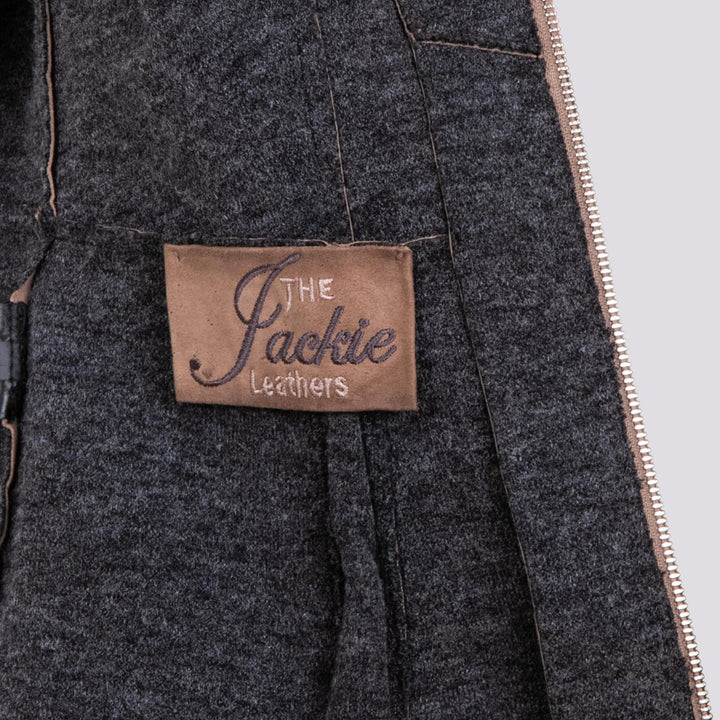 GIUBBOTTO IN CAMOSCIO CON ZIP E COLLO IN MONTONE TABACCO BET8 87 JACK LEATHER 
