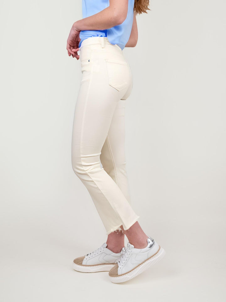 PANTALONE 5 TASCHE SFRANGIATO Bianco 6826/26 BURRO ANDREA MORANDO 