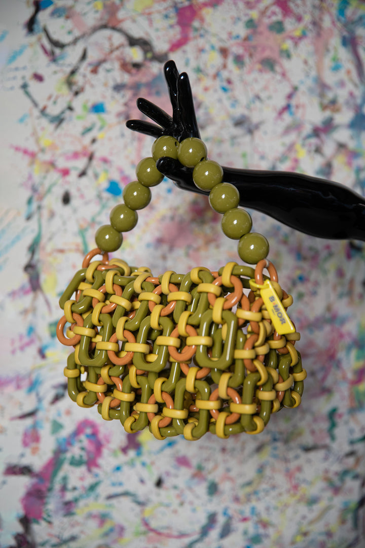 BORSA A BAULETTO IN RESINA MULTICOLOR VERDE "BUBBLE" BUBBLE LIME BIMOR 