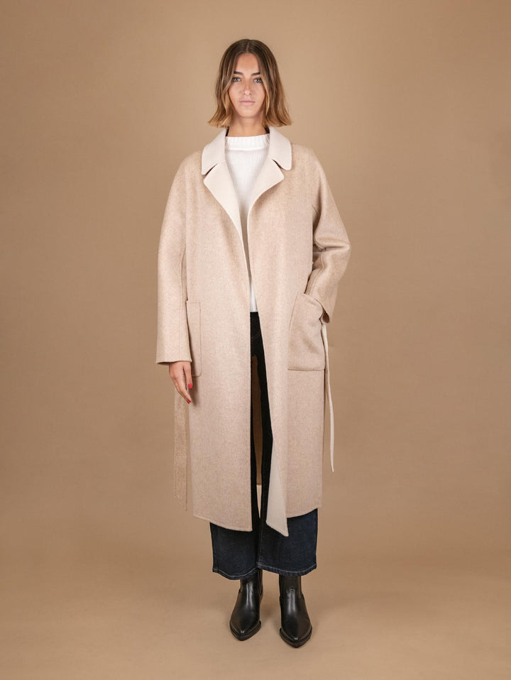 CAPPOTTO REVERSIBILE IN MISTO LANA BEIGE E PANNA 862D BEIGE/PANNA ANDREA MORANDO 