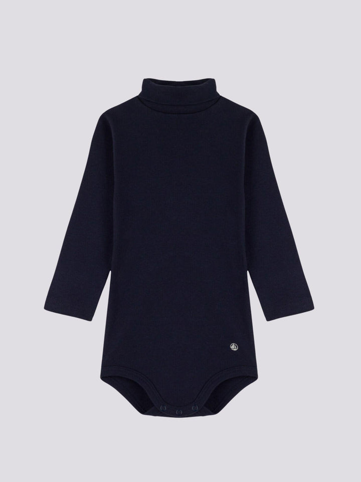 BODY IN COTONE A MANICA LUNGA E COLLO ALTO BLU A08QO 02 PETIT BATEAU 