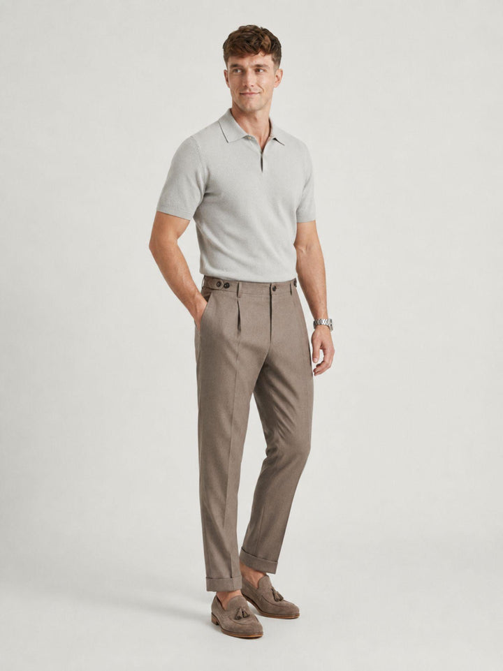 Pantalone con pinces color fango GALILEO FANGO ANDREA MORANDO 