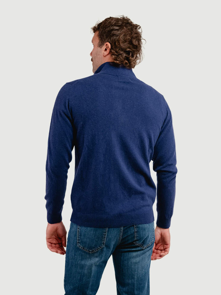 CARDIGAN LUPETTO IN LANA MERINO E CASHMERE BLU LUPETTO BOTT 624 ANDREA MORANDO 