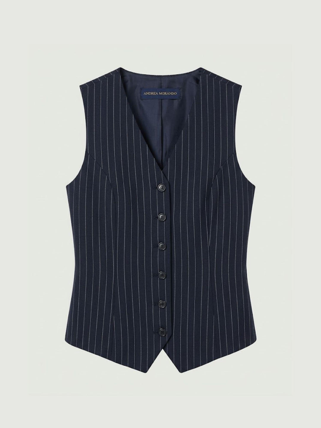Gilet gessato con linea sagomata navy 3894 BLU ANDREA MORANDO 