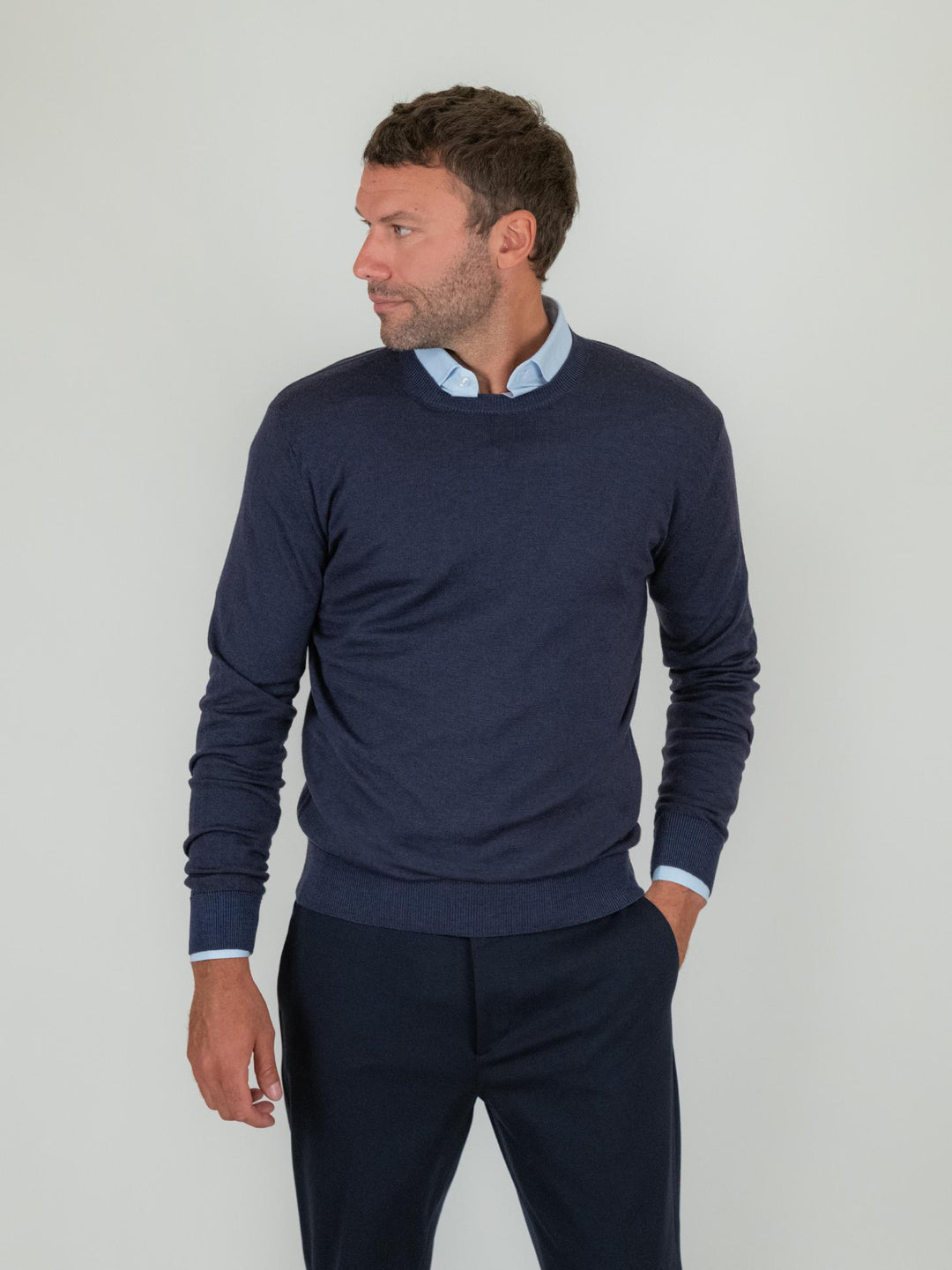 GIROCOLLO IN LANA MERINO BLU F2W4CT00M021 114 ANDREA MORANDO 