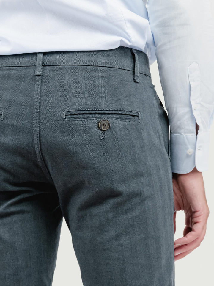 PANTALONE IN COTONE SPIGATO ANTRACITE 7657ALO GRIGIO ANDREA MORANDO 