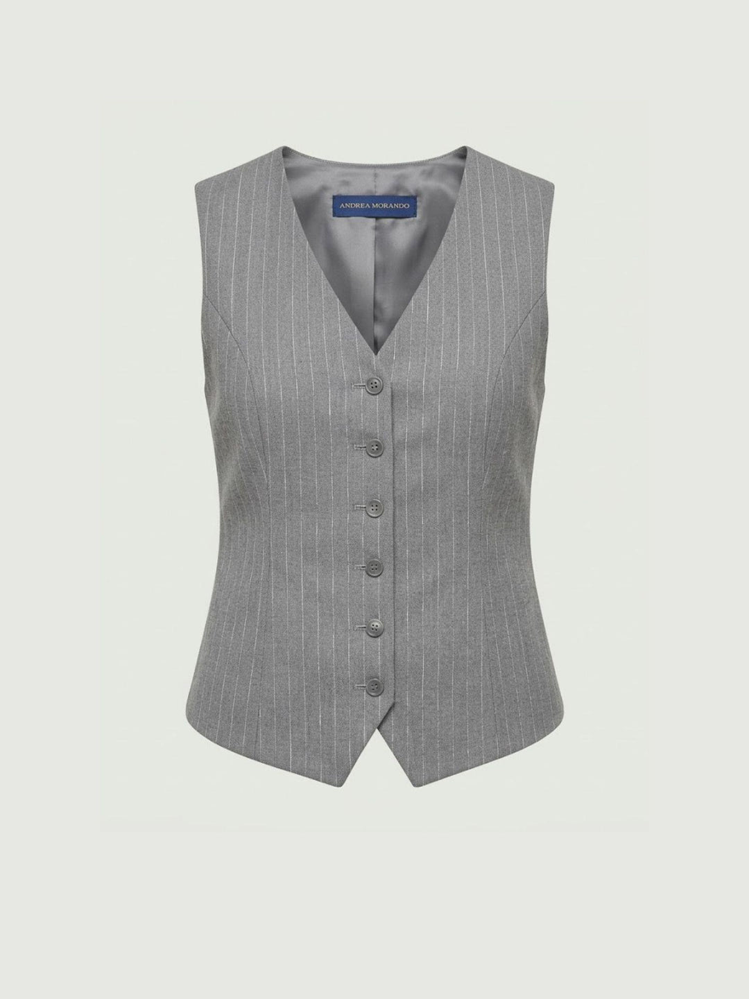 Gilet gessato con linea sagomata grigio perla 3894 PERLA ANDREA MORANDO 