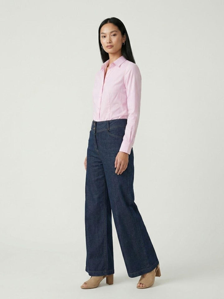 Pantaloni wide leg in cotone chambray INCA525 51 ANDREA MORANDO 