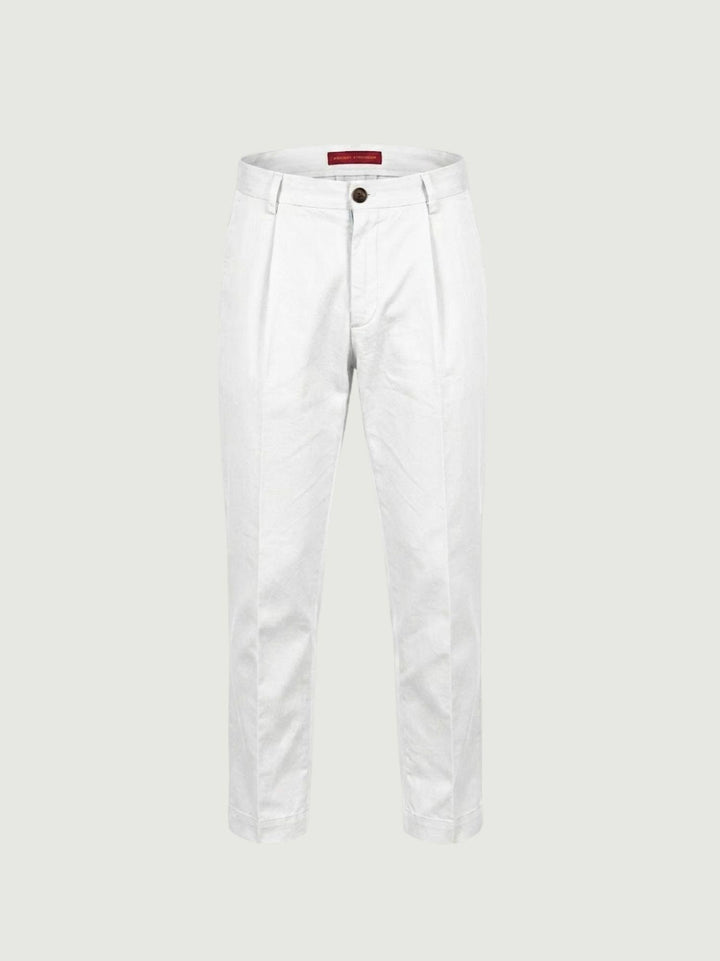 Pantalone con tasche americane lino cotone bianco CO0515M 1000 ANDREA MORANDO 