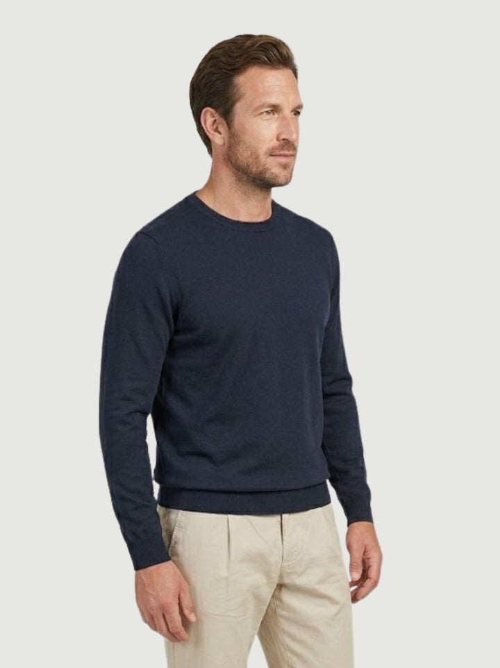 Maglia girocollo in cotone extrafine navy 5050126 220 ANDREA MORANDO 