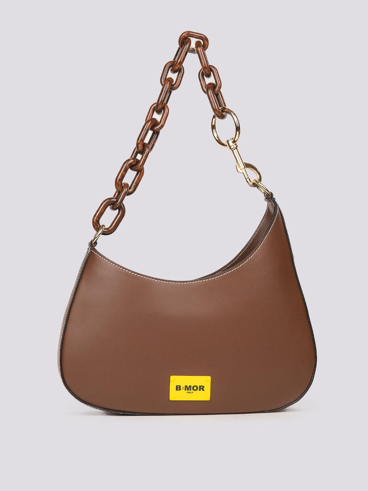 Borsa  CURVY con tracolla in osso in pelle marrone CURVY BRUCIATO BIMOR 