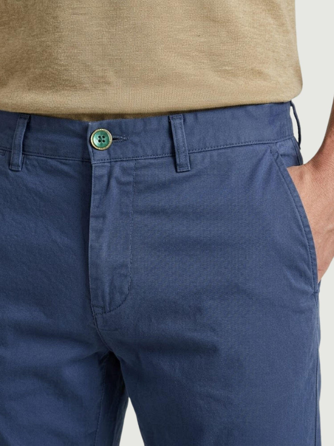 Pantalone chino in cotone navy con bottone gioiello P-KAP 121 ANDREA MORANDO 