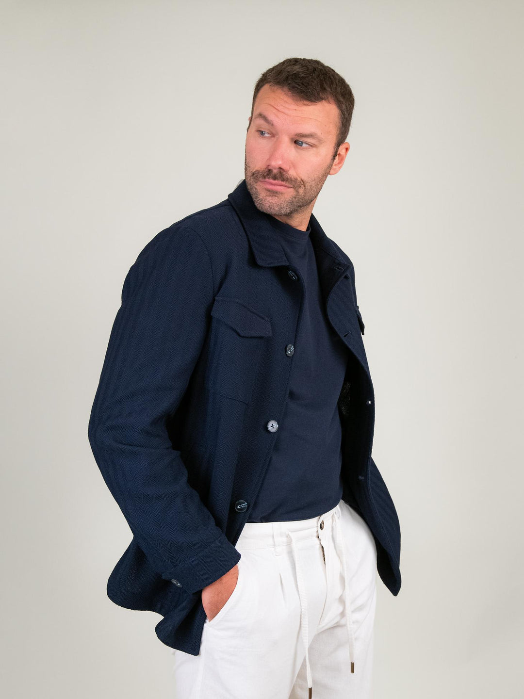 GIACCA A CAMICIA OVERSHIRT SPIGATA BLU PAGLIUCA BLU ANDREA MORANDO 