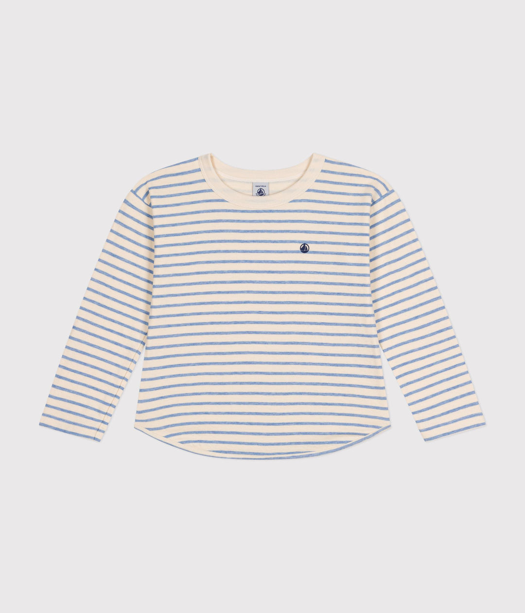 T-shirt a righe azzurre con maniche lunghe A0BJD 02 PETIT BATEAU 