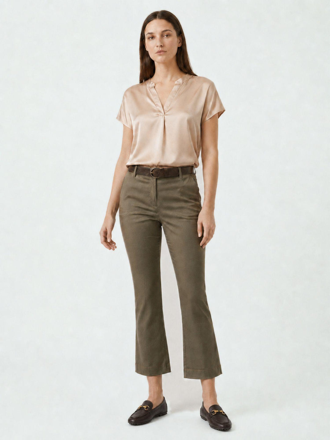 Pantalone a trombetta in cotone khaki 824MA KAKY ANDREA MORANDO 