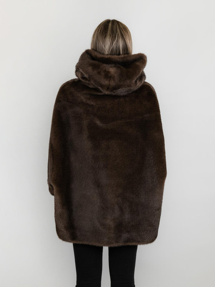 ECOMONTONE REVERSIBILE IN ECOPELLICCIA TESTA MORO B618MINK 42 ANDREA MORANDO 