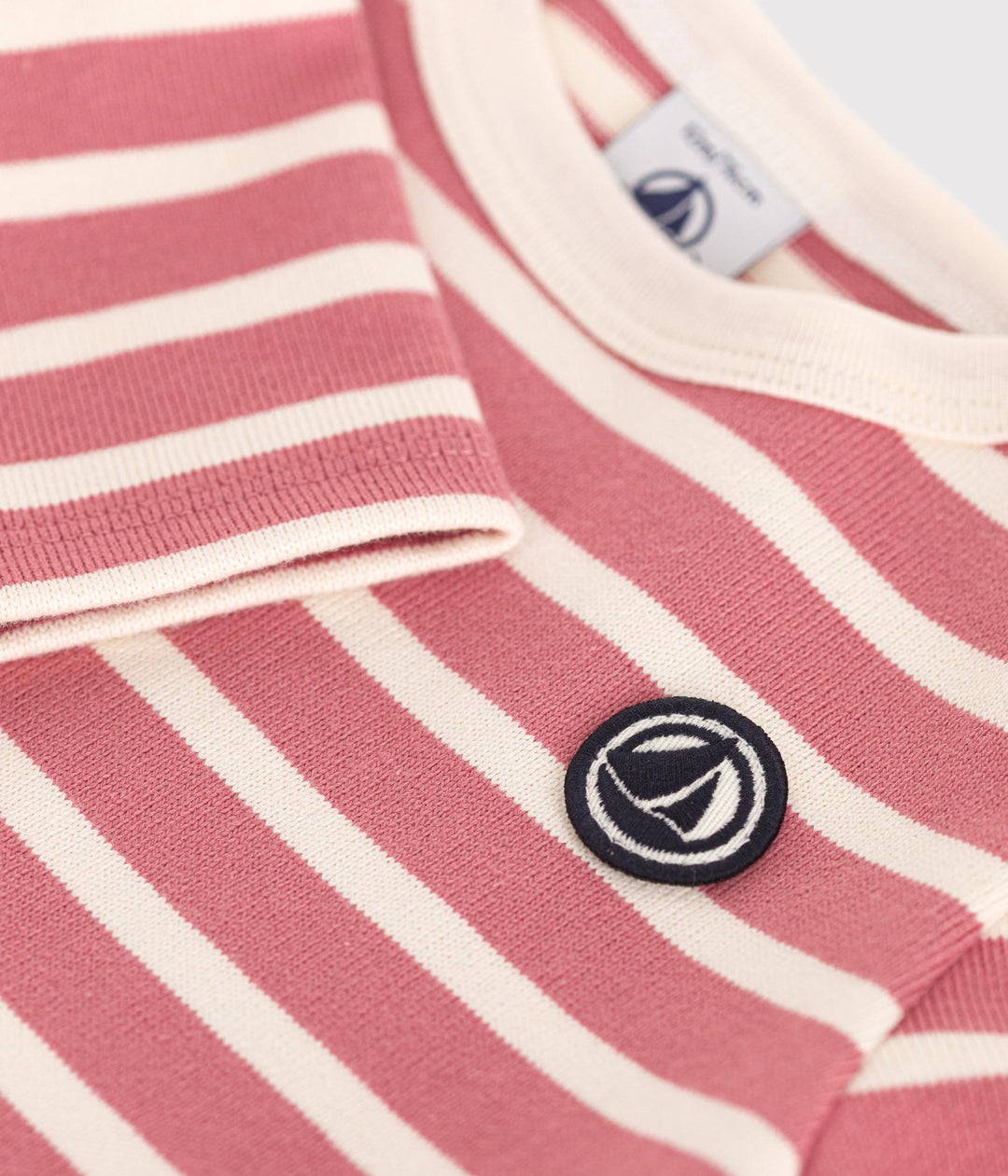Marinière rosa a righe in cotone spesso neonato A0BM3 01 PETIT BATEAU 