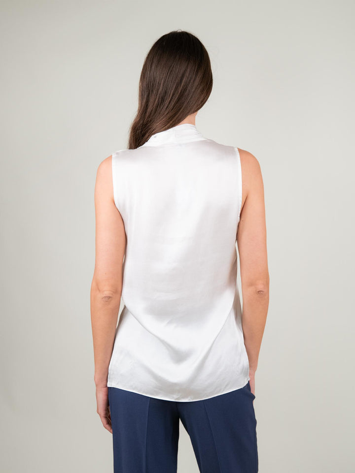 BLUSA SMANICATA IN RASO BIANCO M9861 BIANCO ANDREA MORANDO 