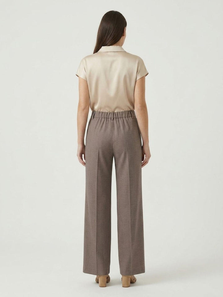 Pantaloni a palazzo con pences tortora P3037 MORO ANDREA MORANDO 