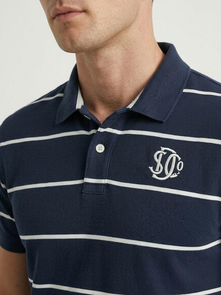 Polo in jersey a righe vintage navy M1110464A JKC SUPERDRY 