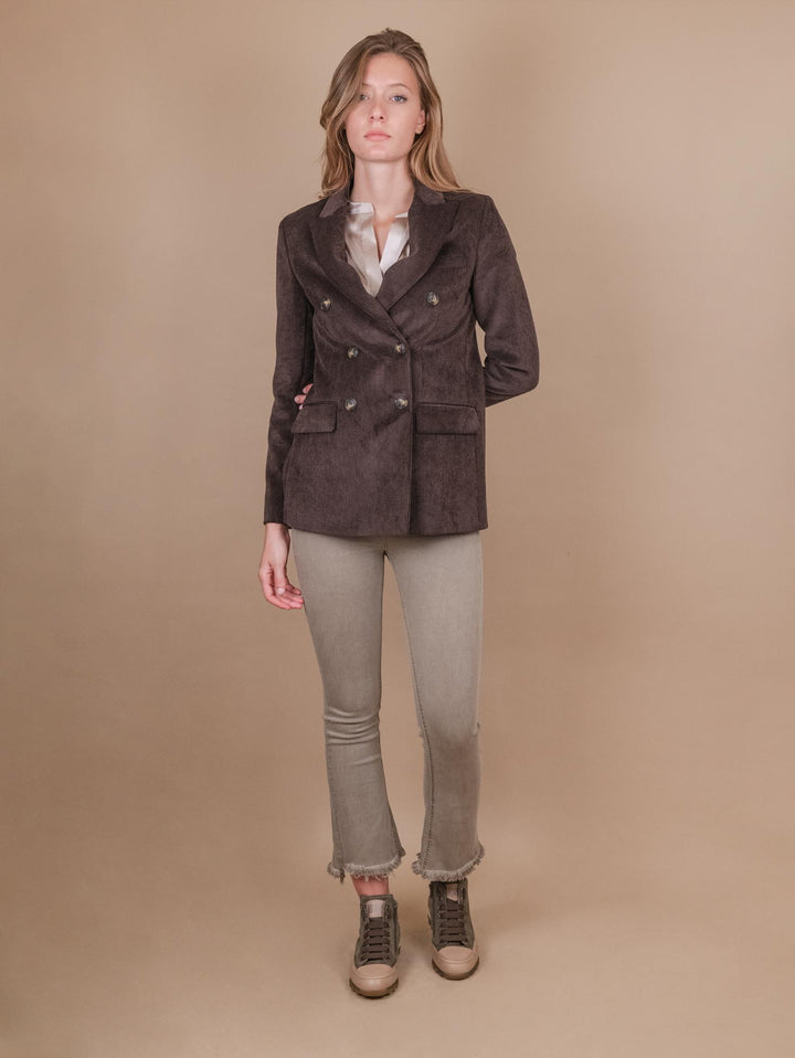 BLAZER DOPPIOPETTO IN VELLUTO A COSTINE CAFFè 3570/4038 CAFFE ANDREA MORANDO 