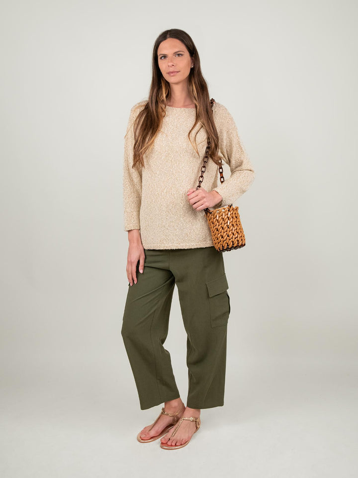 MAGLIA BEIGE DETTAGLI LUREX 2553 BEIGE ANDREA MORANDO 
