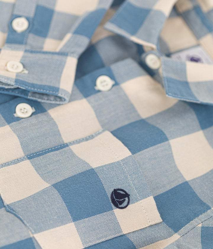 Camicia a quadri blu in flanella bambino A0BBE 01 PETIT BATEAU 