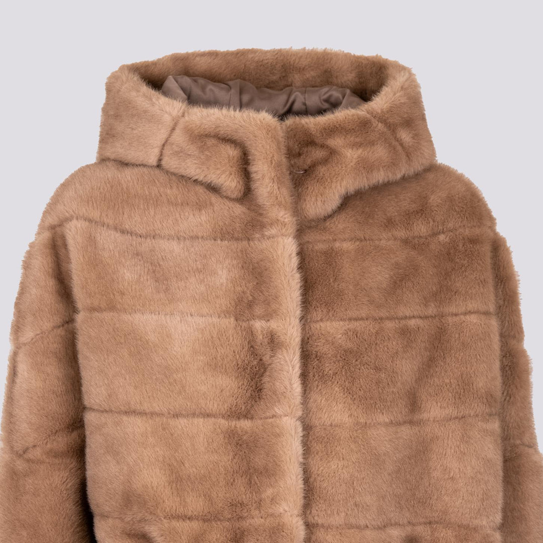 GIACCA MANTELLA IN ECO-VISONE BEIGE B606MINKML 041 ANDREA MORANDO 
