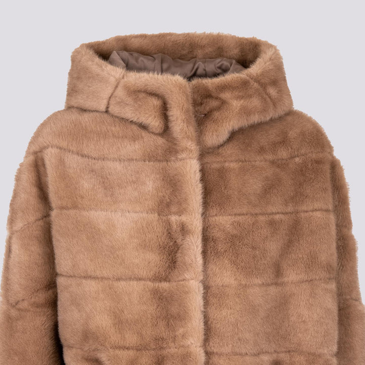 GIACCA MANTELLA IN ECO-VISONE BEIGE B606MINKML 041 ANDREA MORANDO 