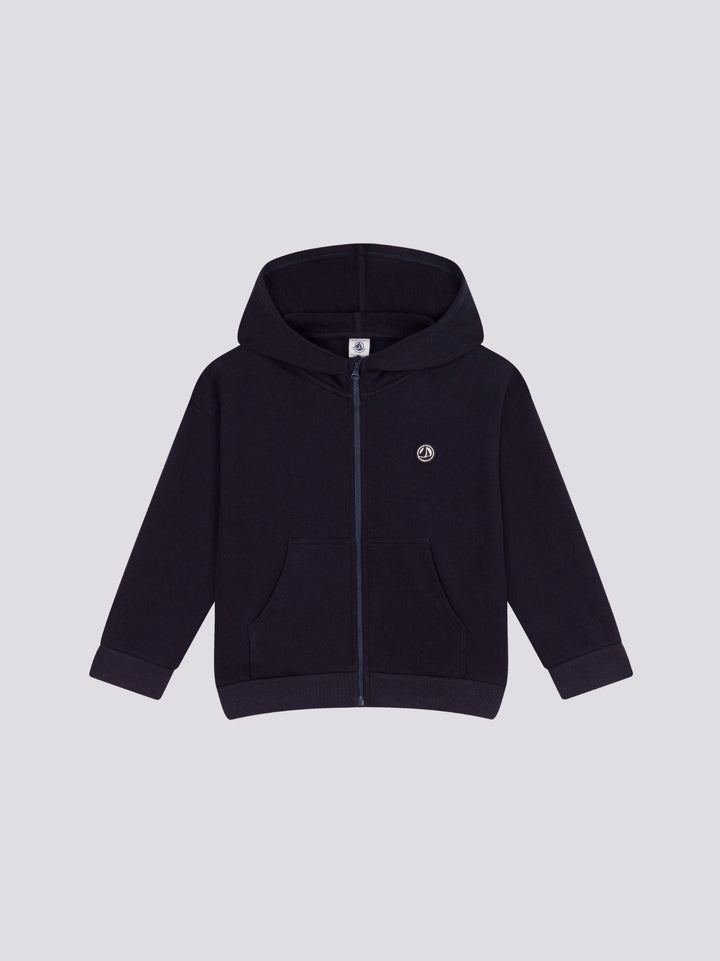 FELPA CON ZIP E CAPPUCCIO blu BAMBINO A0A1B 03 PETIT BATEAU 