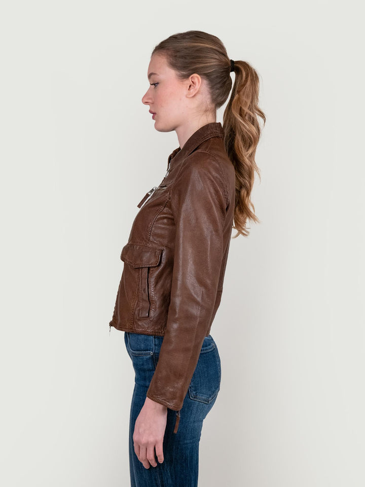 GIUBBOTTO IN PELLE EFFETTO VINTAGE MARRONE KOS 05 JACK LEATHER 