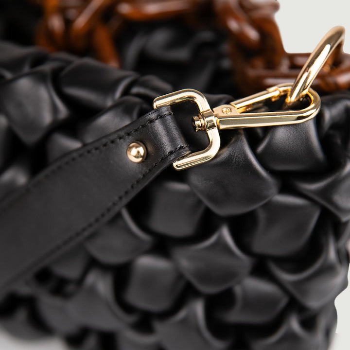 BORSA IN PELLE INTRECCIATA NERO "CURLY" CURLYNEW NERO BIMOR 