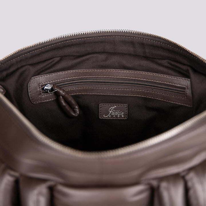 BORSA FODERATA IN PELLE MATELASSÉ MARRONE MRLN 06 JACK LEATHER 