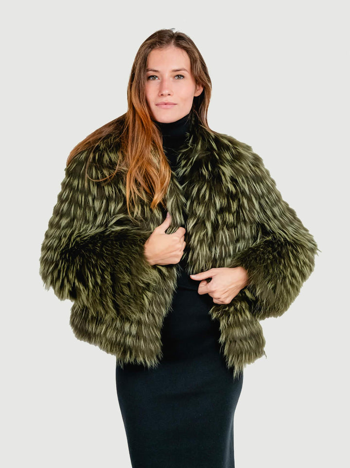 PELLICCIA CORTA VERDE MIBA ALBINO MILITARE FLO & CLO 
