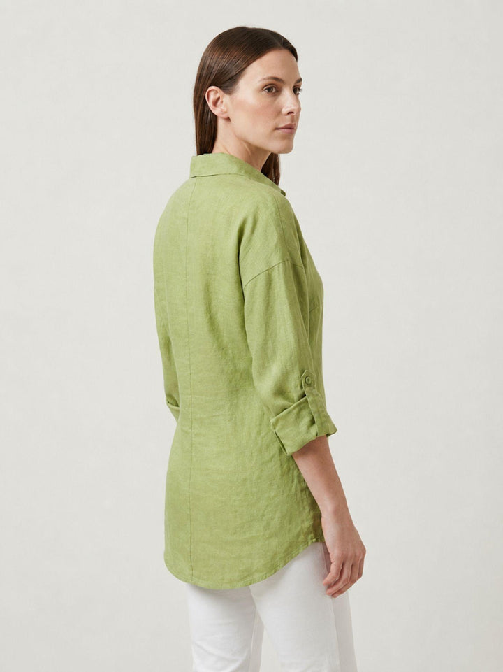 Camicia in lino verde pistacchio 6CM0552 601 ANDREA MORANDO 