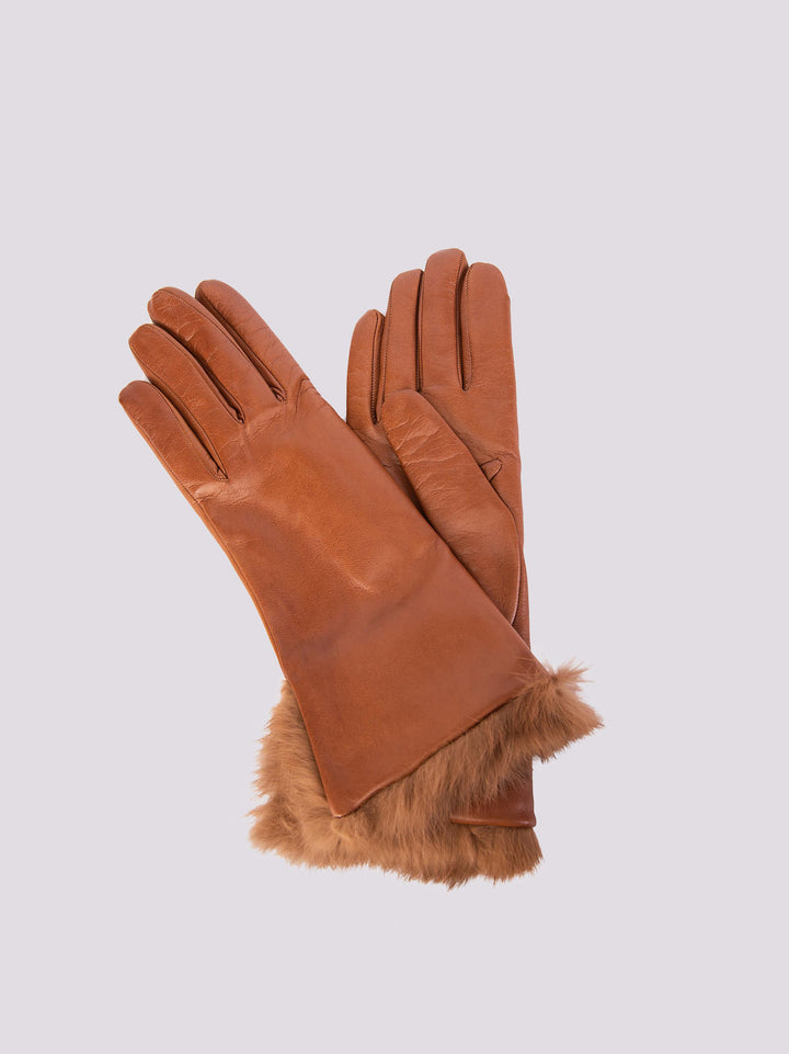 GUANTI IN NAPPA COGNAC CON POLSINO LAPIN 65 CAMMELLO ANDREA MORANDO 